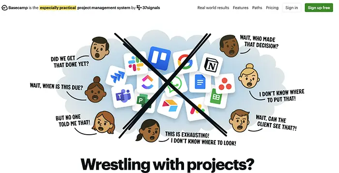 Basecamp Project Management Software homepage