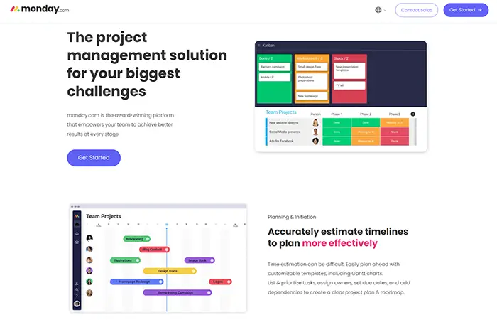 Monday.com - cloud-based project management software - home page