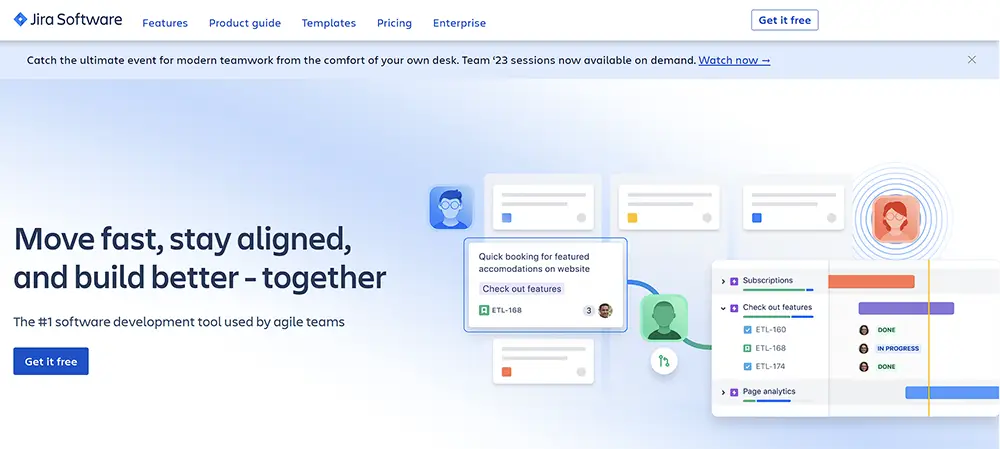 Jira Agile project management software homepage