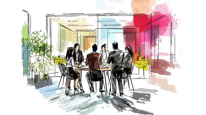 Diverse group of professionals collaborating on a project, showcasing project management skills in action.