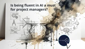 A bridge linking construction plans to AI dashboards, symbolising why AI fluency matters for project managers.