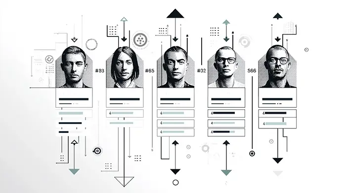 AI suitability panel with sliders and a ranked list of candidates for a task.