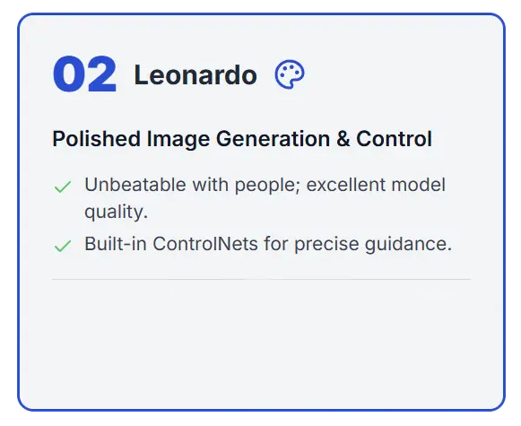 Leonardo AI platform for generating high-quality architectural visuals using built-in ControlNets.